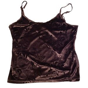 Thrifted 90s/Y2K Brown Velvet Rose Undershirt Size L